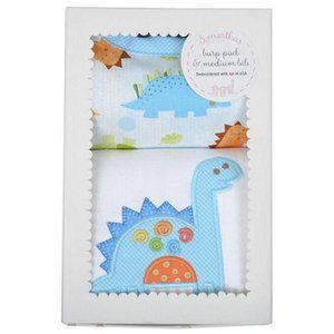 3 Marthas Burp Pad & Bib Gift Set, Dino - BRAND NEW